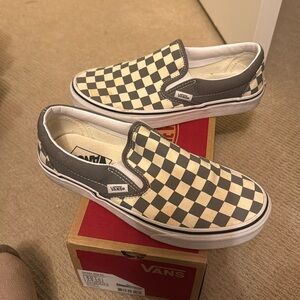 White/ gray checkered vans